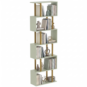 HOMCOM S-Shaped Bookshelf, 6-Tier Bookcase with Anti-Tip Strap