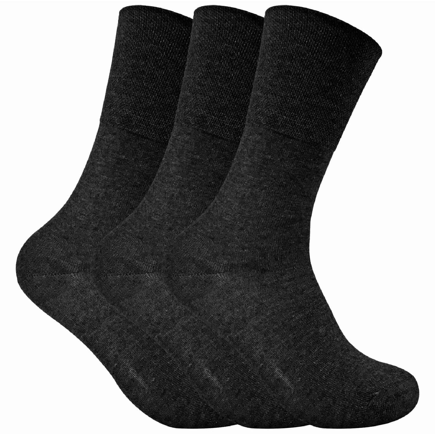 Sock Snob Women's Black 3 Pack Thin Wide Top Non Elastic Thermal Diabetic Socks In | Size: 4-8 - Image 2
