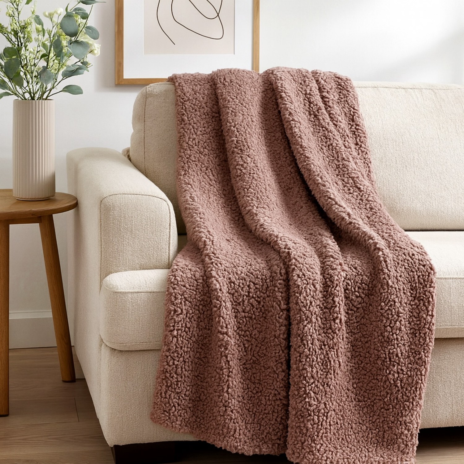 Voltico Super Soft Cuddle Throw 130 x 180cm - Soft Sofa & Bed Blanket in Light Brown | Size: 130 cm x 180 cm