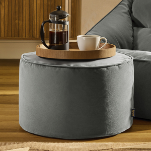 Grey icon Milano Round Velvet Pouffe shot 19506904