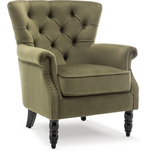Velvet Sage Green Liana Accent Wingback Chair