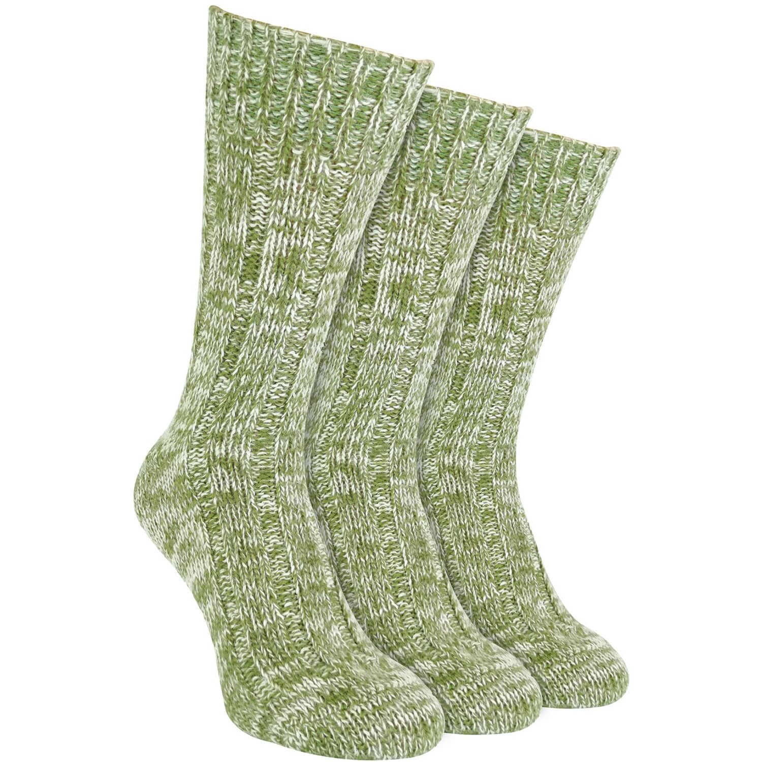Sock Snob Men's Green 3 Pack 100% Wool Socks | | Cushion Ribbed Boot Socks With Reinforced Heel And Toe - Image 2
