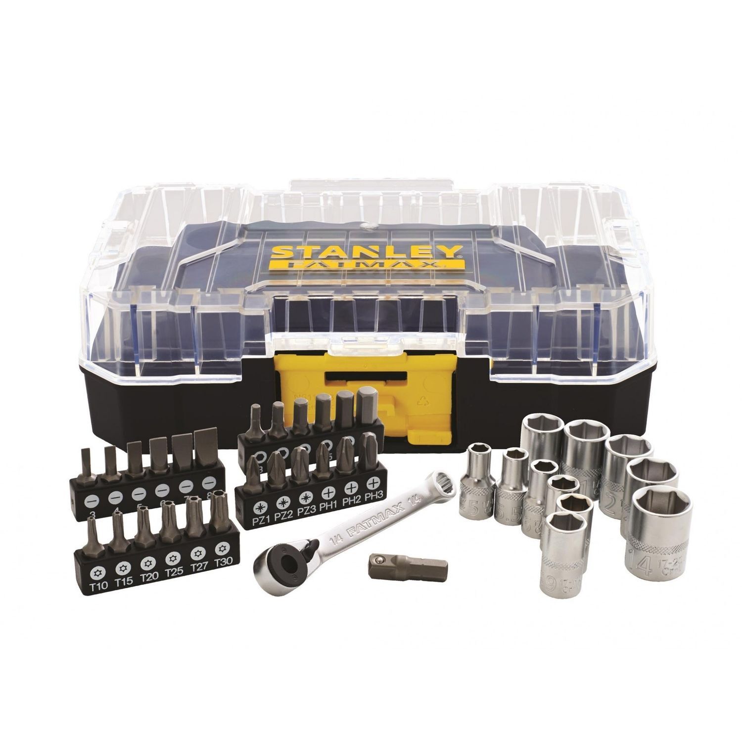 Stanley Hand Tools Fatmax Pro-Stack 1/4In Socket & Bit Set, 37 Piece - Multi Colour