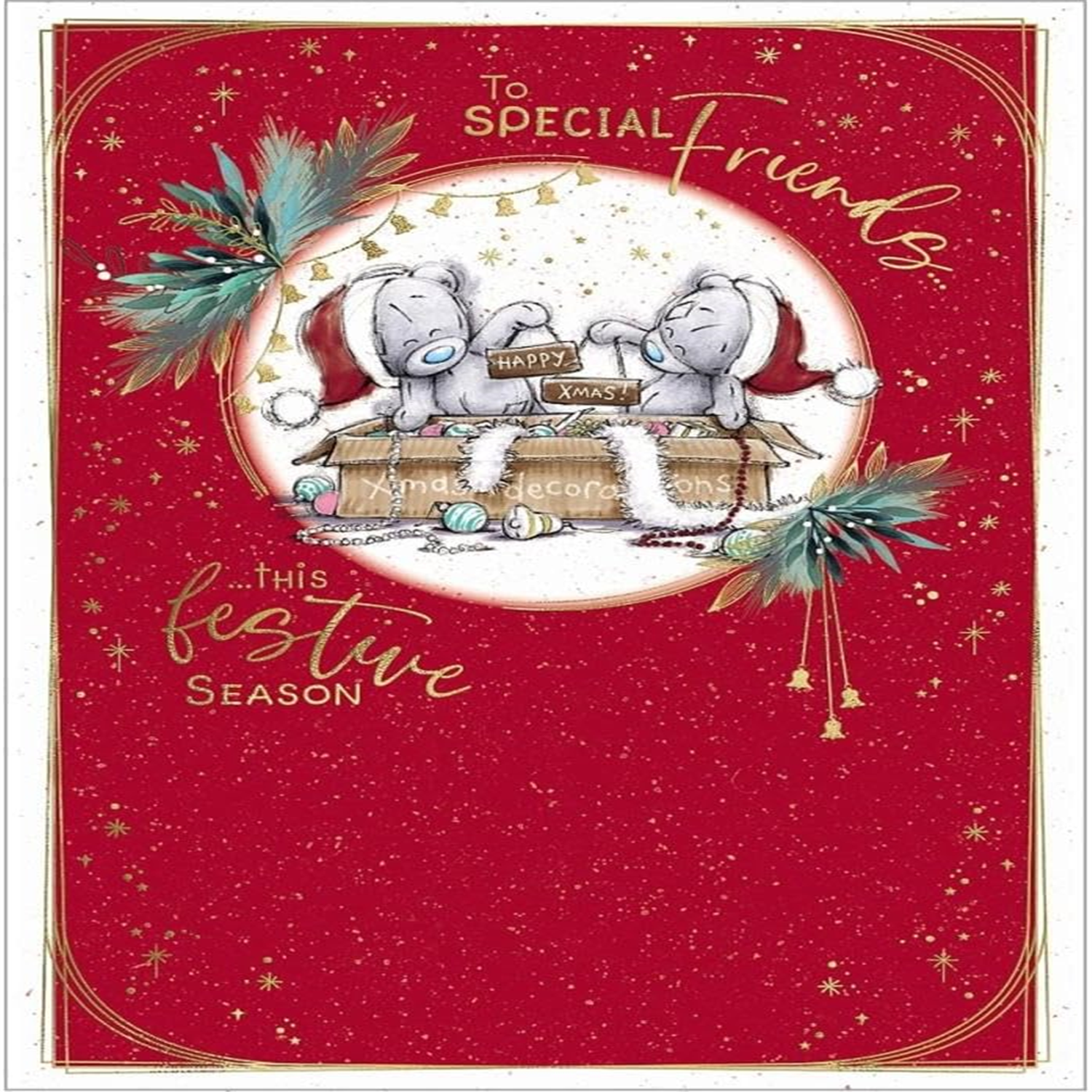 Me To You Bears With Box Of Decorations Special Friends Christmas Card - Red