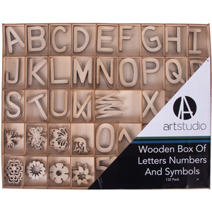 Wooden Box With Letters Numbers And Symbols