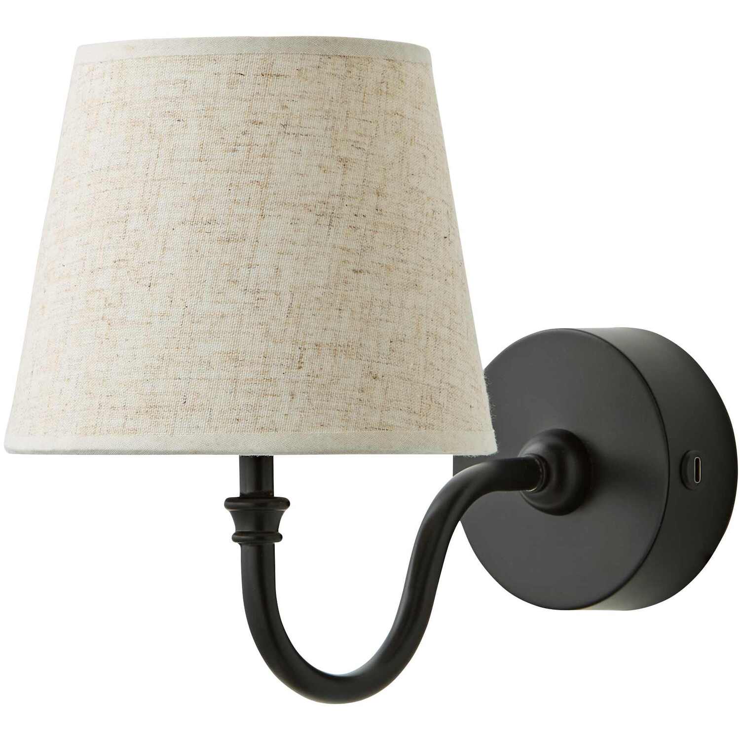 Valuelights Unisex Black Lowe Linen Taper Shade Metal Portable Rechargeable Wall Light In - Image 2