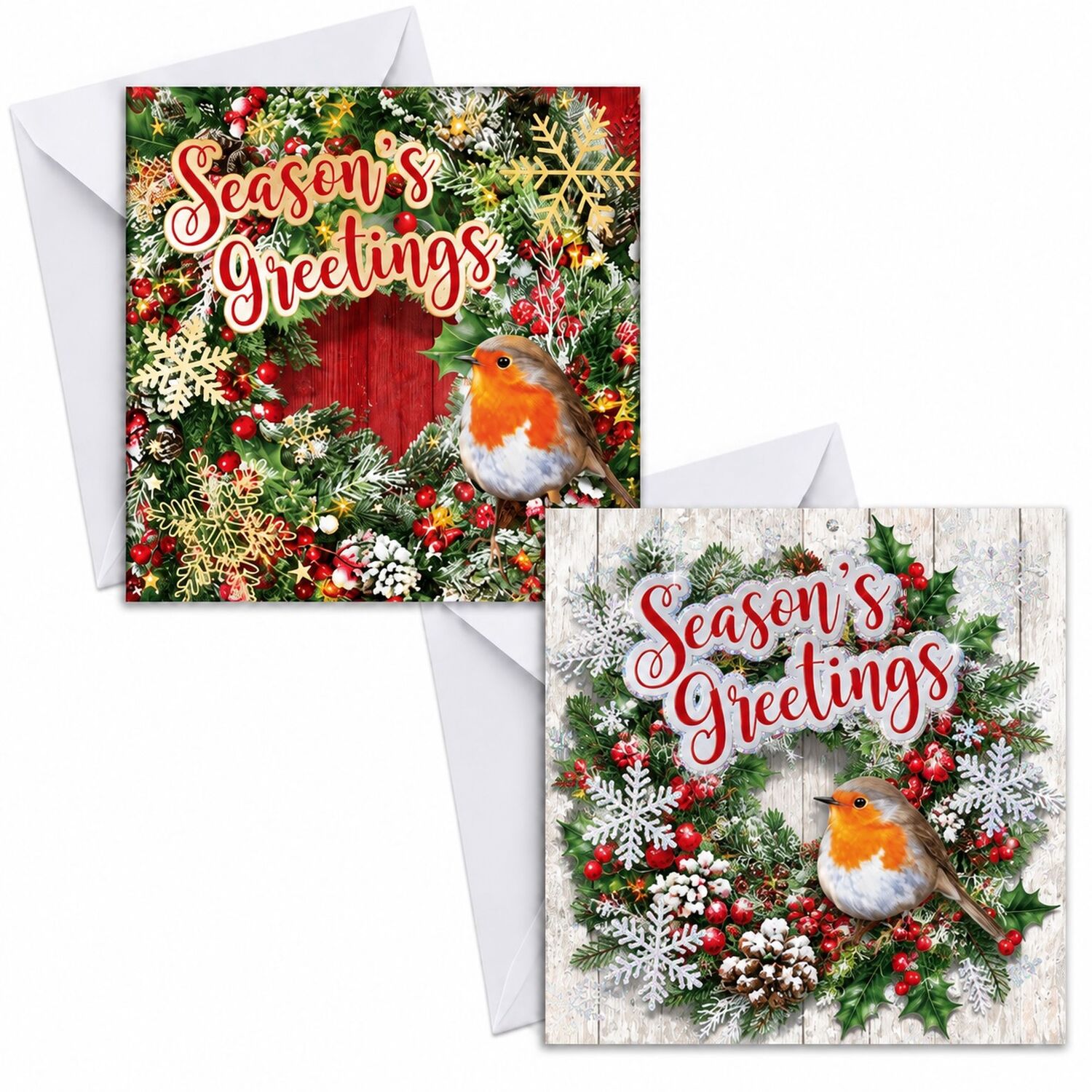 Tallon 24 Christmas Cards With Envelopes Robin On Wreath 2 Deigns
