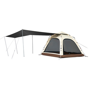 NATUREHIKE ANGO Automatic Pop-Up 2/3-Person Camping Tent with Canopy - Oak Brown