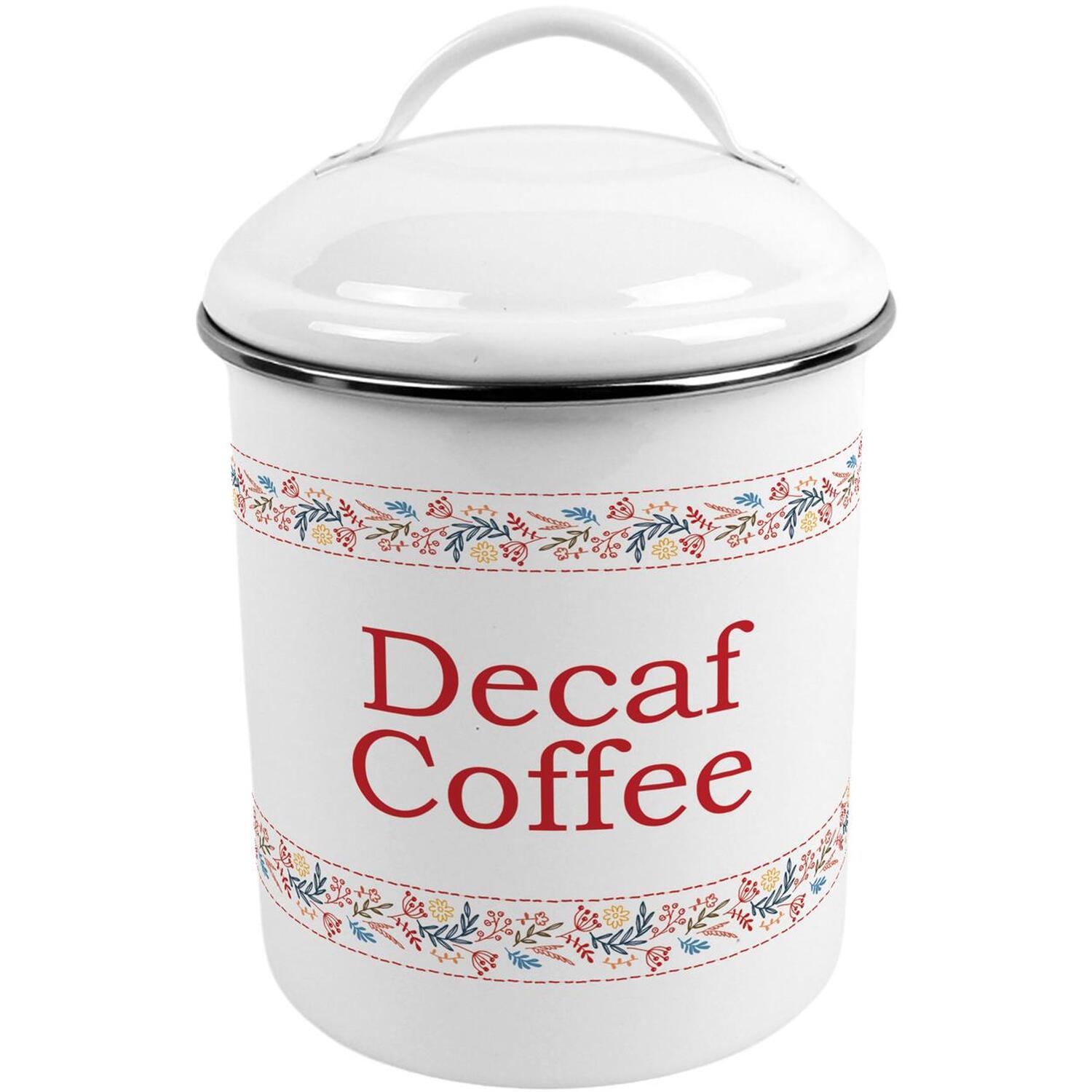 B&Q - Floral Embroidery Decaf Coffee CanisterMetal Kitchen Storage Container - Image 2