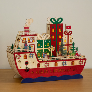 Samuel Alexander 30 cm Light-Up S.S. Noel Wooden Christmas Boat Decoration