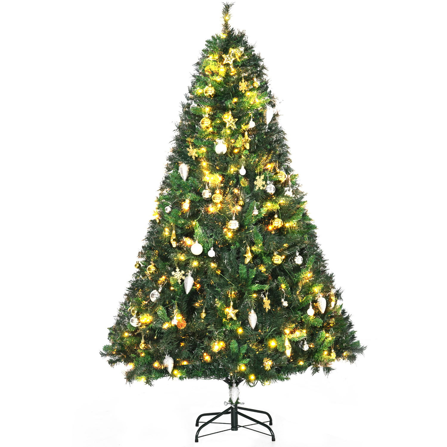 Aka 6Ft Pre-Lit Artificial Christmas Tree, 200 Leds, Decorative Ornaments