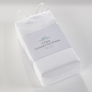 Kinder Valley Compact Cot Sheets White 2pk