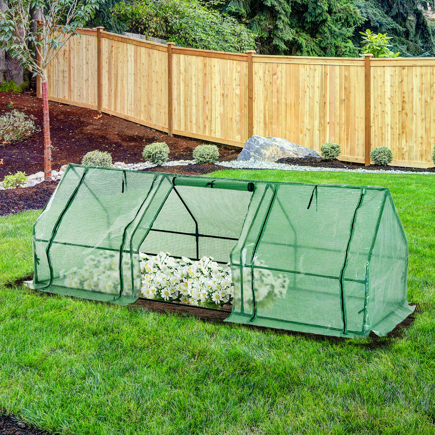 Outsunny Green 270 X 90 X 90 Cm Steel Frame Poly Tunnel Steeple House - Image 7