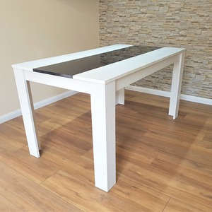 White And Black Modern Wooden Gloss Dining Table