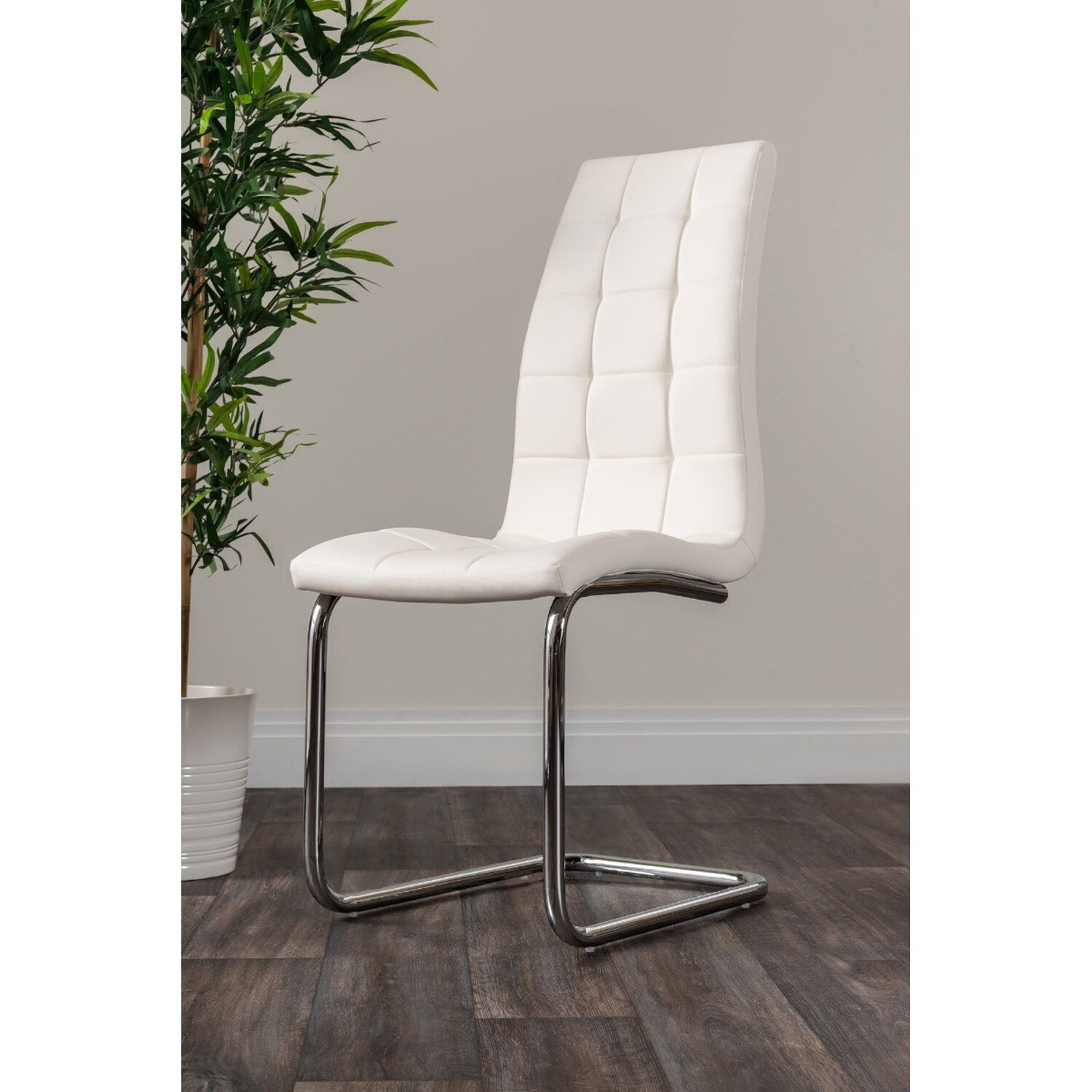 Novara Gold Metal Large Round Dining Table With Four Murano Chairs Set - White