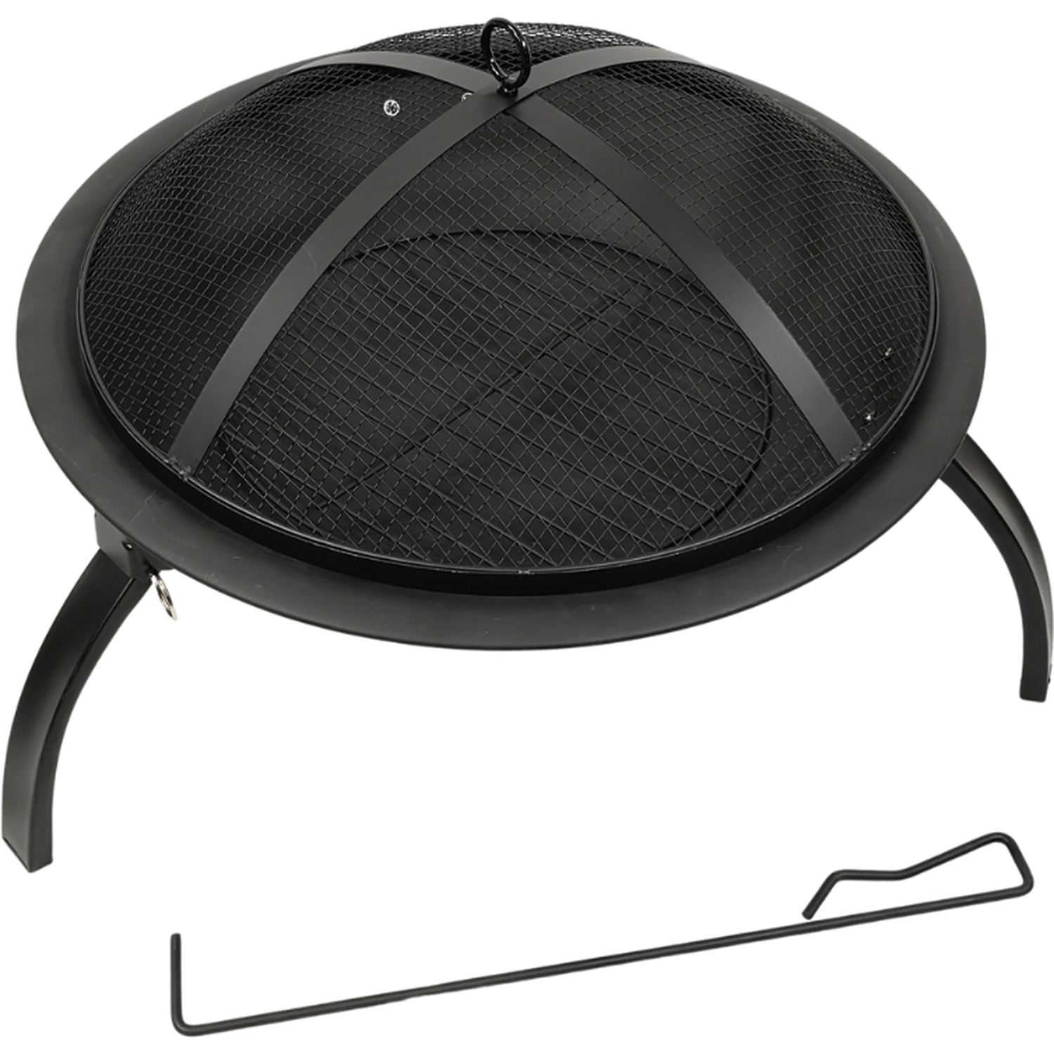 Outdoor Firepit Patio Heater with Mesh Lid - Black