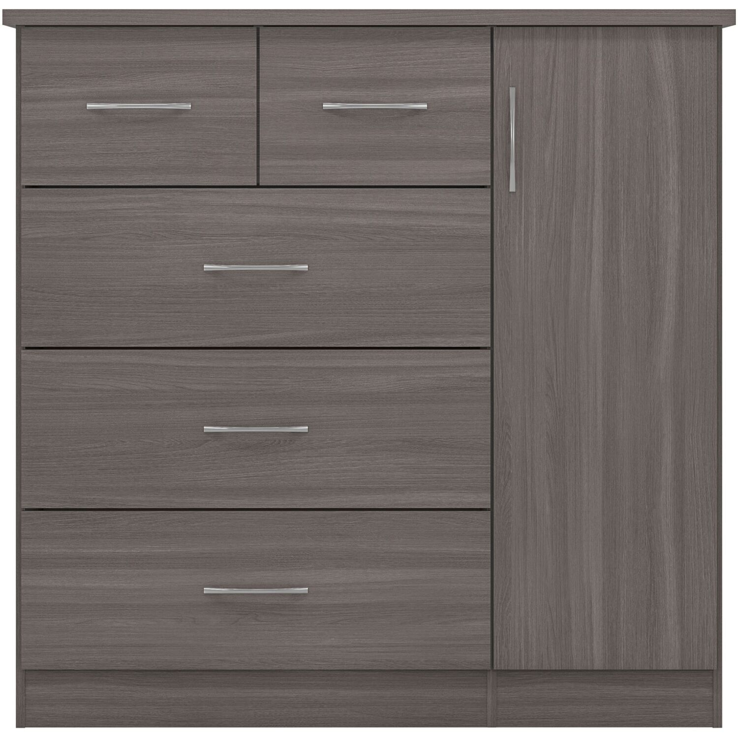 Seconique - Nevada 5 Drawer Low Wardrobe - Black Wood Grain thumbnail