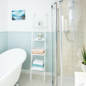 Sennen WHITE  Wooden 4 tier Ladder Shelf - Leaning Bookcase