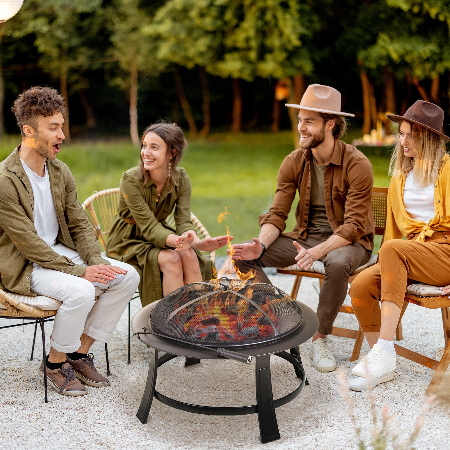 Fire Pit Heater Brazier Round Garden Cover