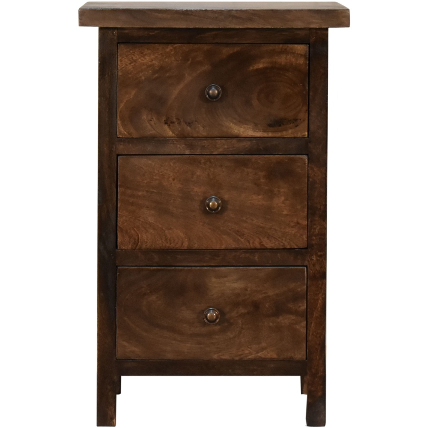 KDMK - Chestnut Country Style Bedside with 3 Drawers - Dark Brown thumbnail