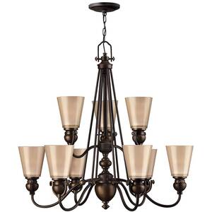 Mayflower 9 Light Multi Arm Chandelier Olde Bronze Finish, E27