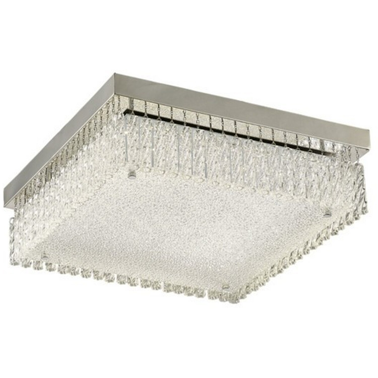 Aiden Large Square Flush Ceiling 21W 1800lm LED 4200K Chrome, Crystal - Polished Chrome