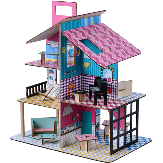 Teamson Kids 360 Pop Dollhouse with 12 Accessories, Multicolor