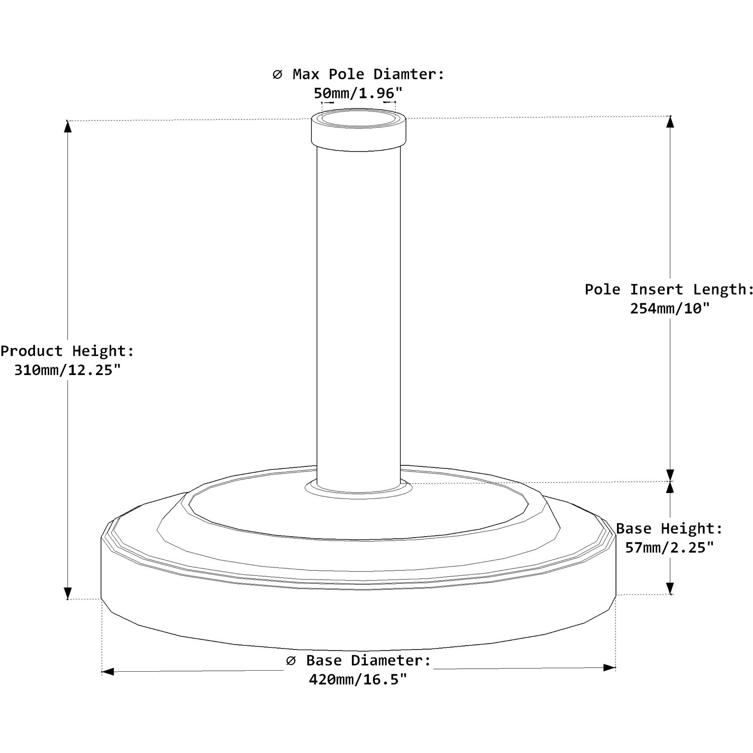 Heavy Duty Round Parasol Base - White