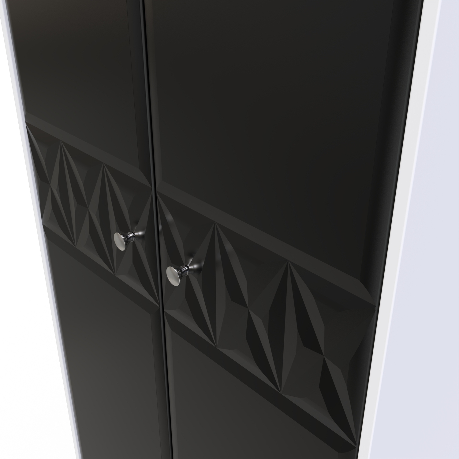 Pixel Ready Assembledtall Plain Wardrobe - Deep Black White Matt