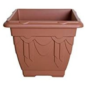 22cm Venetian Square Plastic Pot Terracotta