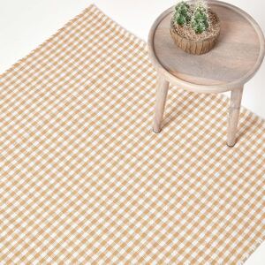Homescapes Gingham Check Woven Cotton Rug