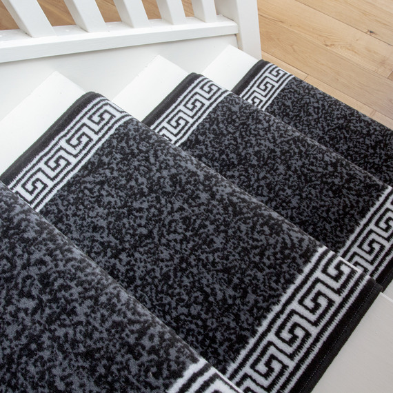 Geometric Bordered Cut To Measure Stair Carpet Runner 60cm Wide