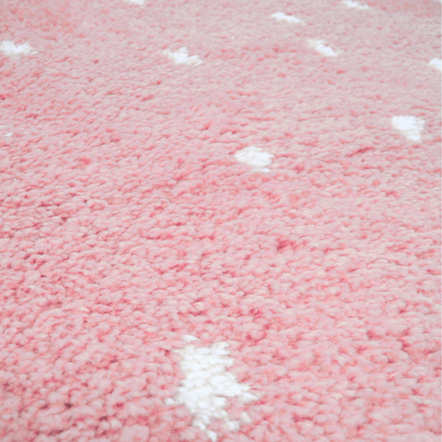 Splotchy Rug Kids Pink Spotty Soft Shaggy Bedroom Rug - Brae