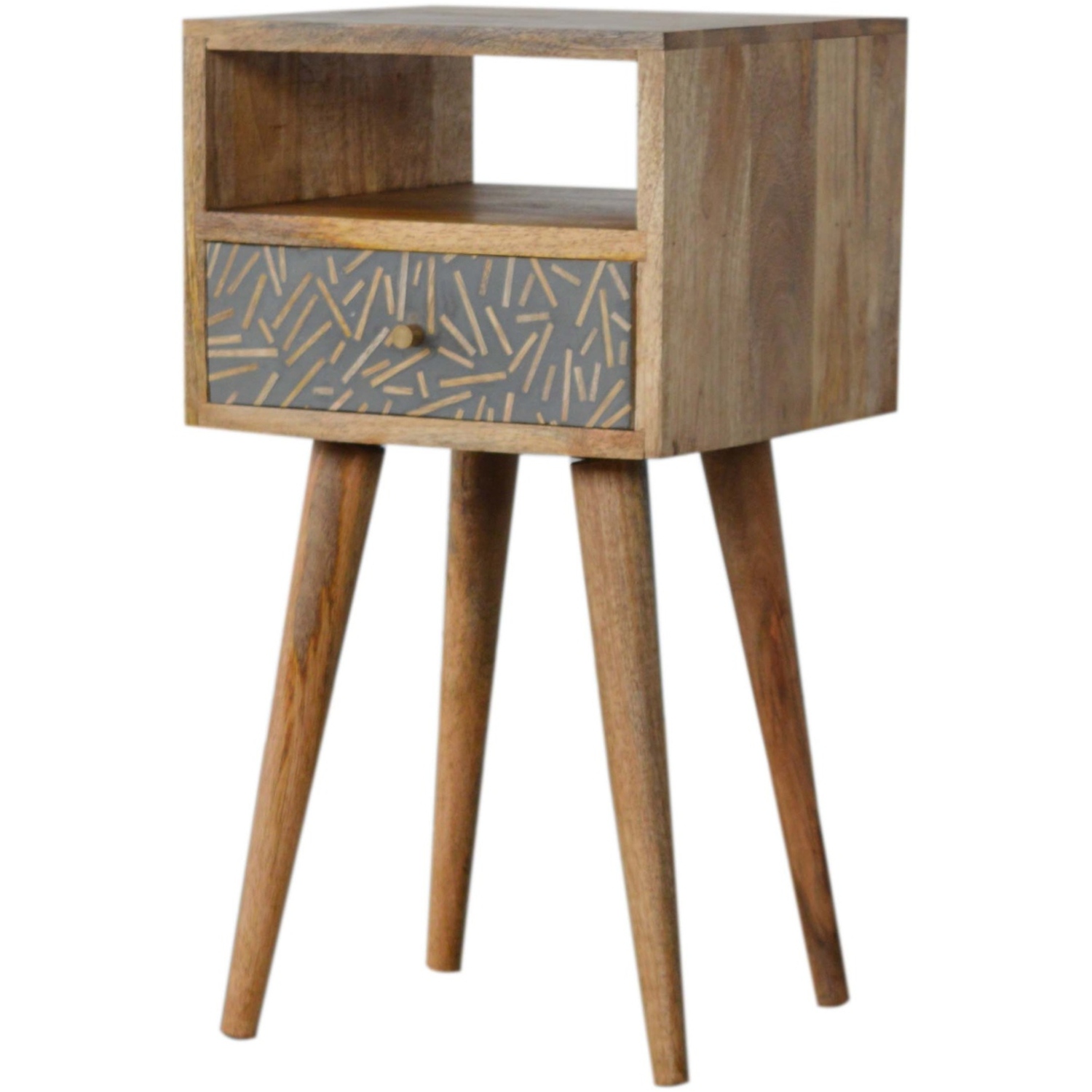 Artisan Retro Style Mango Wood Square Bedside Storage Cabinet With Drawer - Brown