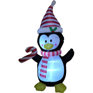 LED Christmas Inflatables Penguin and Candy Cane Decorations