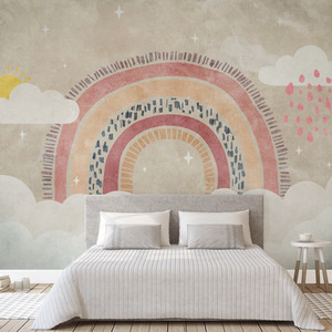 Rainbow and Clouds Mural Wallpaper