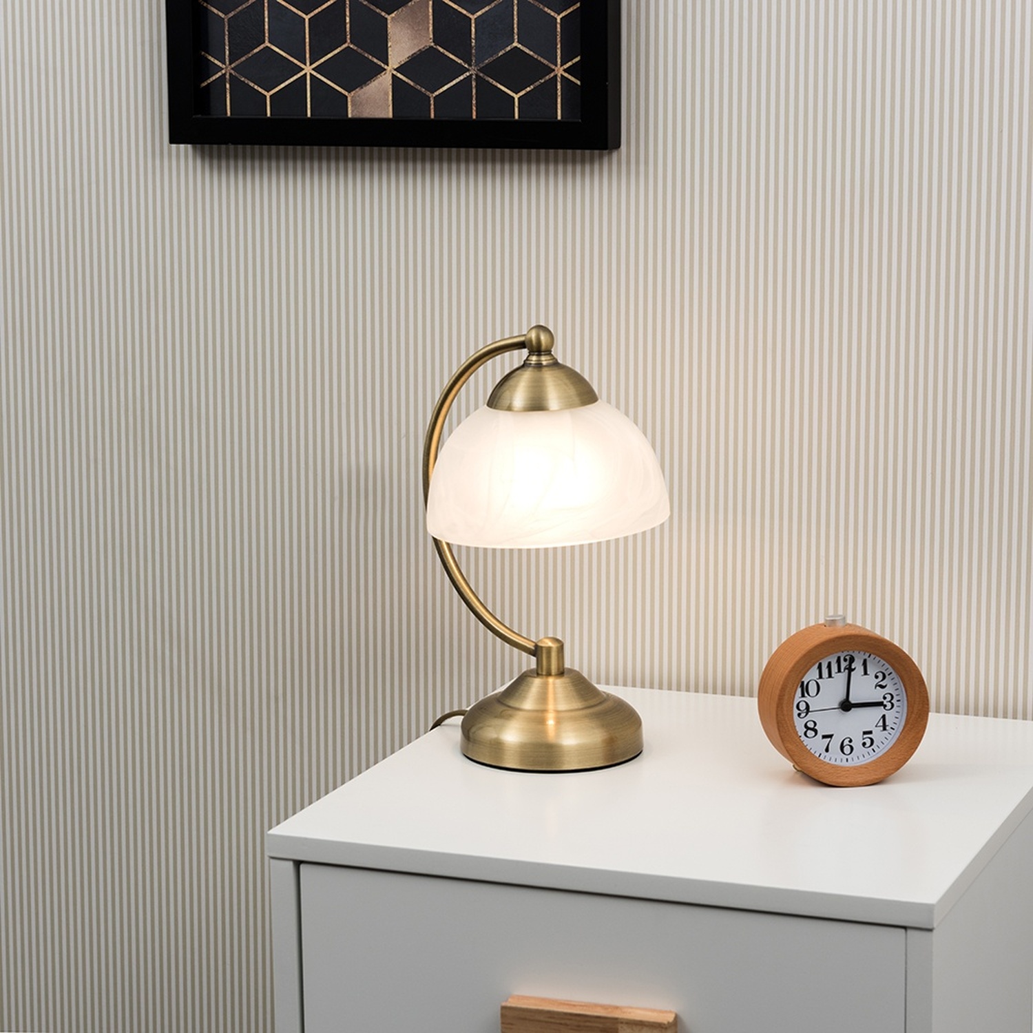 Stamford Curved Bedside Table Lamp - Antique Brass