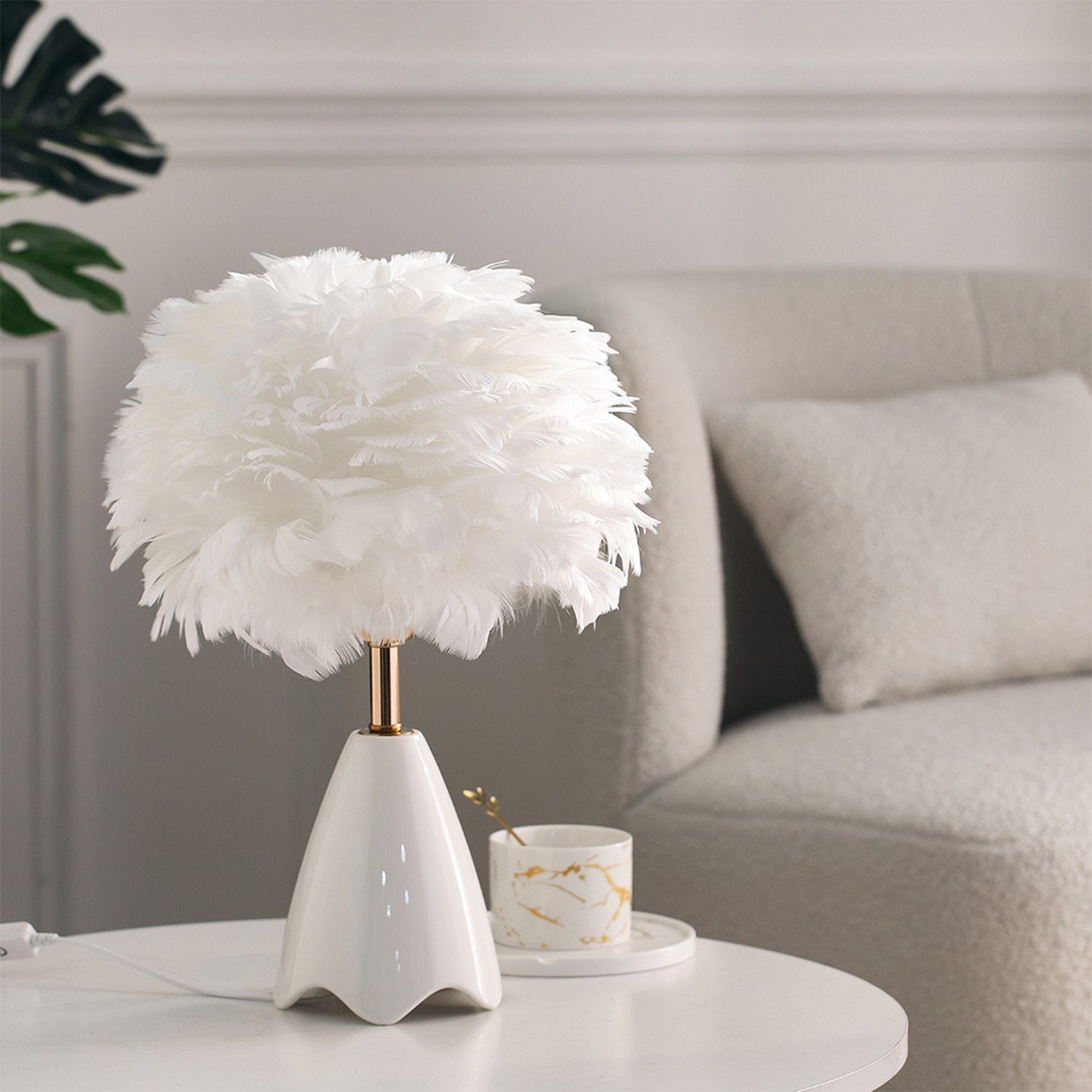 Image of Ceramic Feather Table Lamp - Ceramic&hellip;