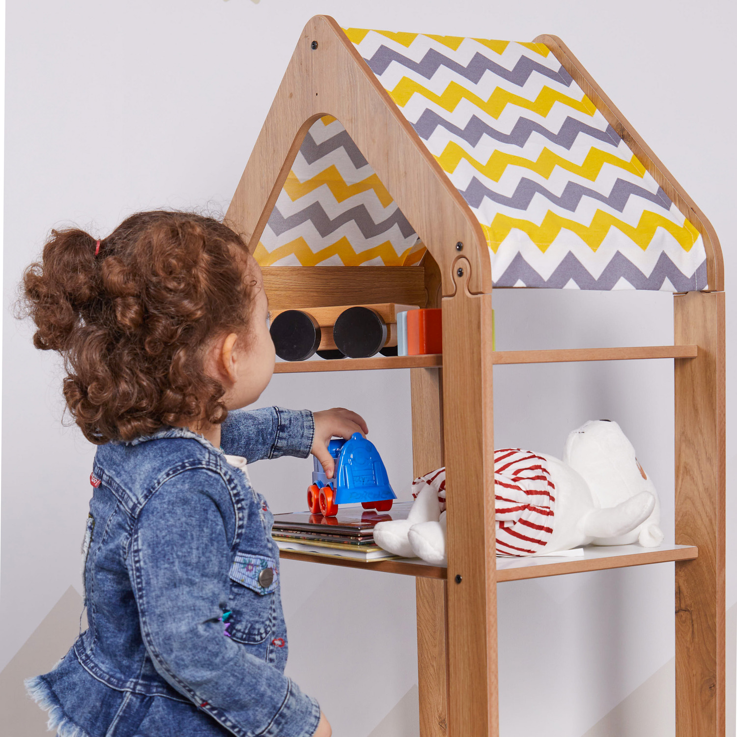 Kids Multipurpose Storage Bookcase - 4 Shelves For Toys And Books - Yellowe