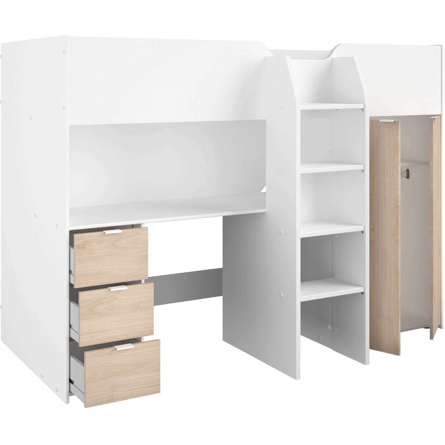 Tom Junior Highsleeper - Cool White And Oak Affect