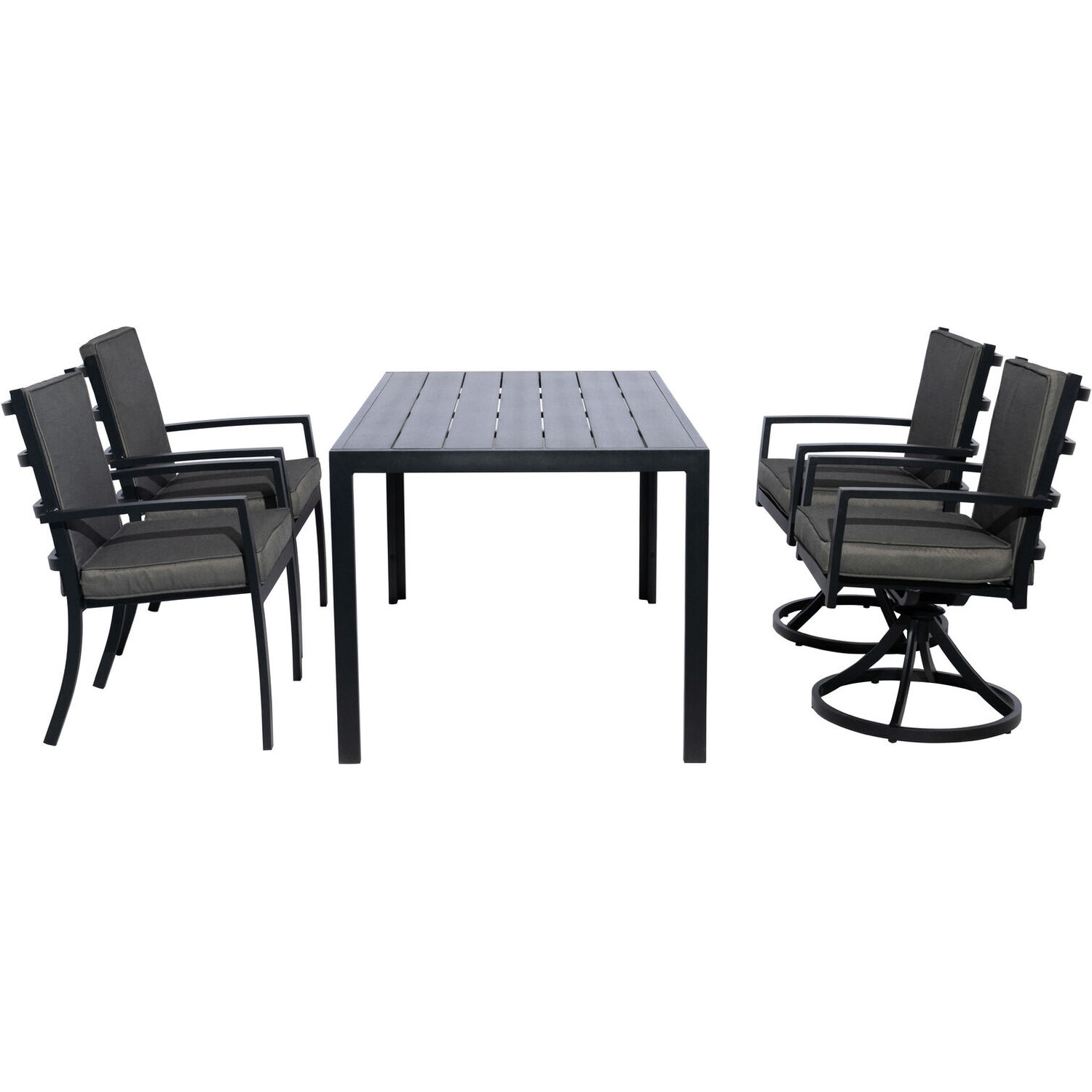 Furniture One Aluminium Garden Dining Set Armchairs With Cushions - Grey / 1 Table 2 Armchair 2 Swivel Chair