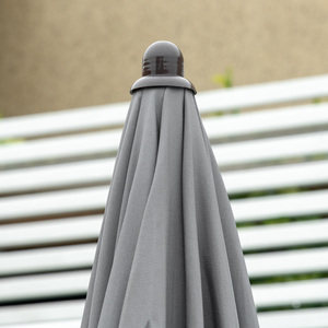 Grey, Coffee Outsunny Garden Textilene Chairs Plus Table and Parasol Bistro Set shot 5287096