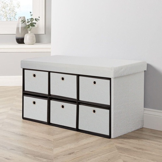 Home Source Folding 6 Drawer Ottoman 