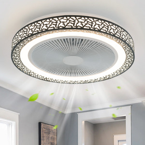 White+Black Fan Light with Black Hollow Tree Branch Pattern Lampshade shot 5959143