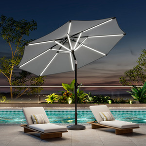 Outdoor Parasol with LED Strips and Resin Base