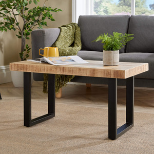 Natural / 85cm Home Source Cortez Mango Wood Rectangular Coffee Table shot 6078239