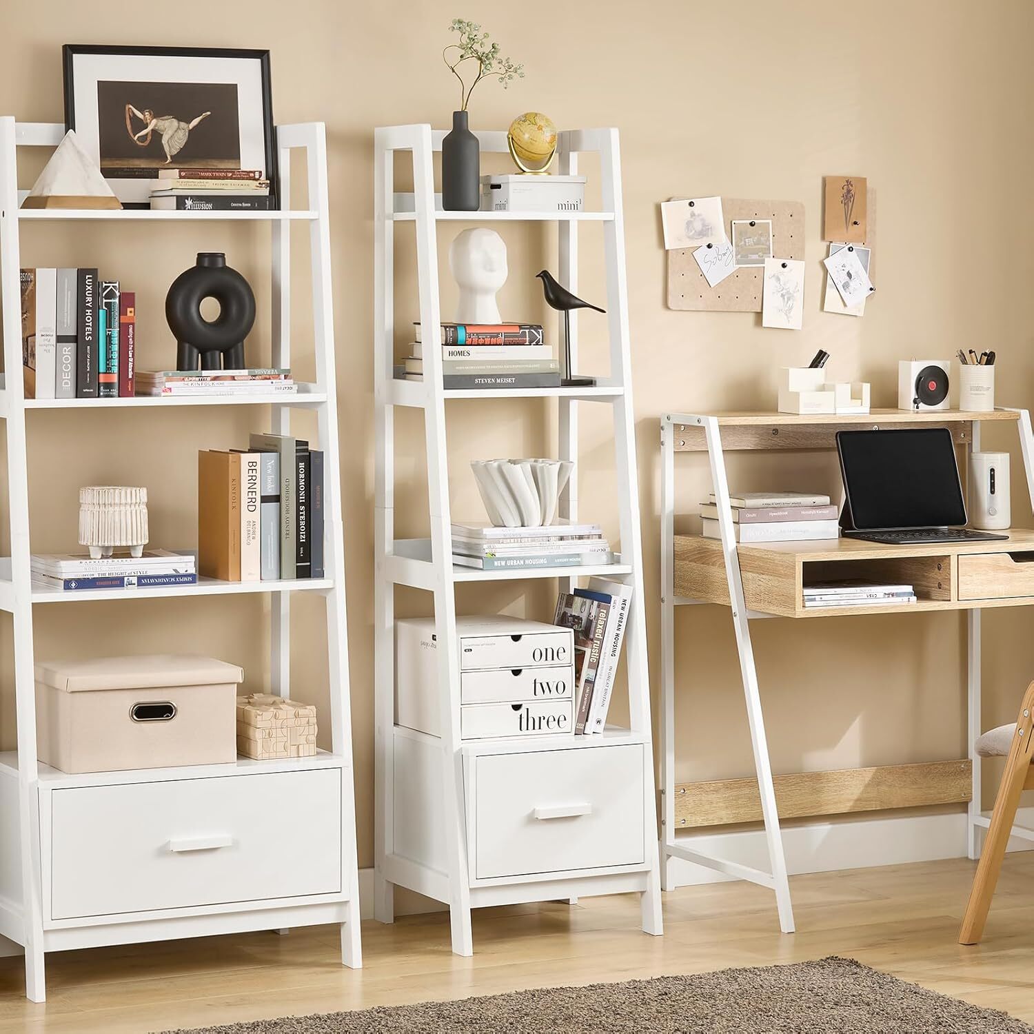 SoBuy White Storage Display Ladder Shelf