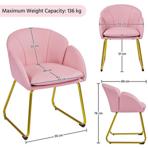 Simple Pink Yaheetech Flower Shape Vanity Chair Accent Chair shot 6213510