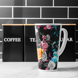Humming Bird Roses Peony With Leaves Latte Mug