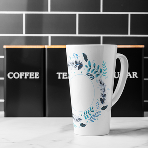 Blue Leaves Frame Latte Mug